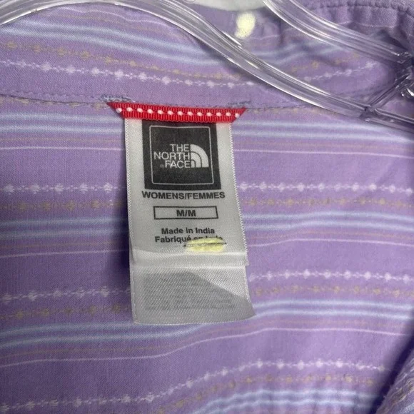 The North Face Womens 3/4 Sleeve Striped Button Down Shirt Purple Medium M - Picture 3 of 15